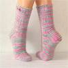 handgestrickte Socken, Strümpfe Gr. 40/41, Damensocken in rosa, grau und weiß, Einzelpaar Bild 4