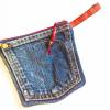 Upcycling Geldtasche aus Jeans + Cord, Täschchen, Geldbörse, Kopfhörertasche Bild 2