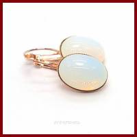 Ohrringe "Ophelia" Cabochon Opalith oval 13 x 18mm, opal/rosé gold Bild 1