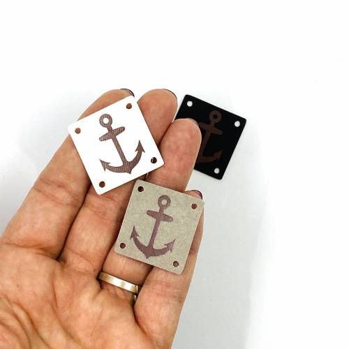 3 SnapPap Aufnäher mit Anker, gelocht