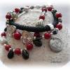 Wickelarmband aus Segelseil u. Perlen mit Herzen - verspielt,modern,trendy - rot,schwarz,silberfarben Bild 1