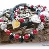 Wickelarmband aus Segelseil u. Perlen mit Herzen - verspielt,modern,trendy - rot,schwarz,silberfarben Bild 3