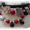 Wickelarmband aus Segelseil u. Perlen mit Herzen - verspielt,modern,trendy - rot,schwarz,silberfarben Bild 4