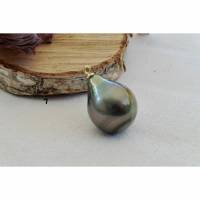 Schwarze Tahiti-Perle multicolor 15 x 19 mm Bild 1