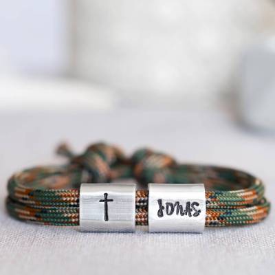 Armband personalisiert mit Gravur handgestempelt zur Taufe, Kommunion, Geburtstag, Schulanfang, Konfirmation, ichthys, Kreuz