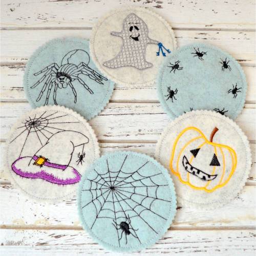 ITH Stickdatei Untersetzer Halloween 6 Motive 10x10cm