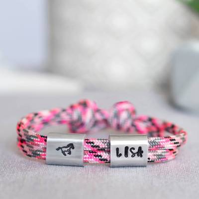 Armband personalisiert mit Gravur handgestempelt zur Taufe, Kommunion, Geburtstag, Schulanfang, Konfirmation, ichthys, Kreuz