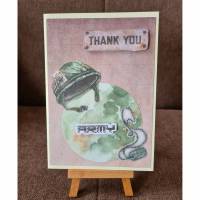 Gratulationskarte " Thank You " Army , Erkennungsmarke , Helm Bild 1
