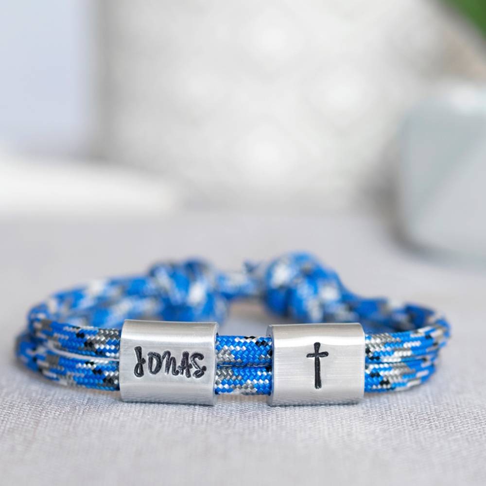 Armband personalisiert mit Gravur zur Taufe, handgestempelt