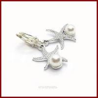 Ohrringe "Silver Starfish" Seestern mit Perle, versilbert Bild 1