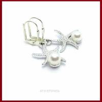 Ohrringe "Silver Starfish" Seestern mit Perle, versilbert Bild 3