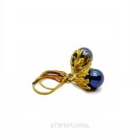Ohrringe "Art Nouveau" Vintage-Look blaugrün/gold oder dunkelblau/messing Bild 1
