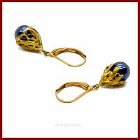 Ohrringe "Art Nouveau" Vintage-Look blaugrün/gold oder dunkelblau/messing Bild 3
