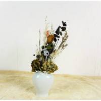 Trockenblumenstrauß in weißer Vase natur, Trockenblumen, getrocknete Natur Pflanzen, Boho Strauß Bild 1