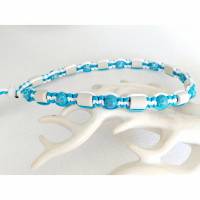 EM-Keramik Halsband in Türkis/Weiß Bild 1