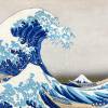 Leinwand Japanische Kunst - The great Wave 45x30 cm - gewaltiges Meer - Wandbild -  Bilder für Wohnzimmer Schlafzimmer Bild 4