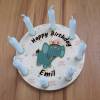 Geburtstagskranz aus Holz, mit 8 Löchern kompatibel zu Grimm, Tischdekoration für Kindergeburtstag, Geschenk zur Geburt, Motiv: Elefant Bild 4