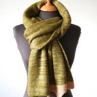 Extra langer Schal beige-olivgrün, gestrickter Herren Schal Winter, Unisex Halswärmer, Weihnachtsgeschenk Mann Bild 2