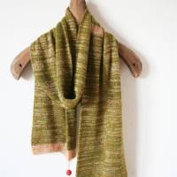 Extra langer Schal beige-olivgrün, gestrickter Herren Schal Winter, Unisex Halswärmer, Weihnachtsgeschenk Mann Bild 3