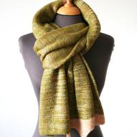 Extra langer Schal beige-olivgrün, gestrickter Herren Schal Winter, Unisex Halswärmer, Weihnachtsgeschenk Mann Bild 9