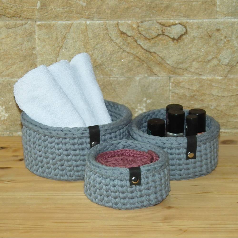 3er-Set Körbchen in hellgrau