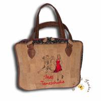 Große bestickte naturfarbene Korktaschen Handtaschen Tasche mit Stickerei Tanzen Tanzschuhtasche Geschenkidee Damen Bild 1
