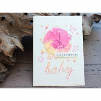 Glückwunschkarte zur Geburt für ein Mädchen, Babykarte, Karte zur Taufe Bild 1
