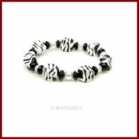 Armband "Zebra Twist" schwarz-weiß/pearl, Stretch Bild 1