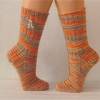 handgestrickte Socken, Strümpfe Gr. 39/40, Damensocken in orange, gelb und beere, Einzelpaar Bild 2