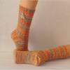 handgestrickte Socken, Strümpfe Gr. 39/40, Damensocken in orange, gelb und beere, Einzelpaar Bild 3