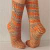 handgestrickte Socken, Strümpfe Gr. 39/40, Damensocken in orange, gelb und beere, Einzelpaar Bild 4