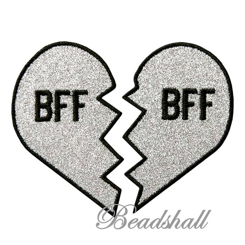 2 Bügelbilder Best Friends BFF Herz Applikation Aufnäher Bild 1