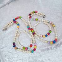 Regenbogen Perlen Schmuck-Set, Halskette und Armband Bild 1