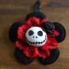 Skull  Blume Stoff schwarz/rot,  Totenkopf ,Haarspange ,cosplay, Spitze, Bild 2