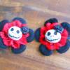 Skull  Blume Stoff schwarz/rot,  Totenkopf ,Haarspange ,cosplay, Spitze, Bild 4