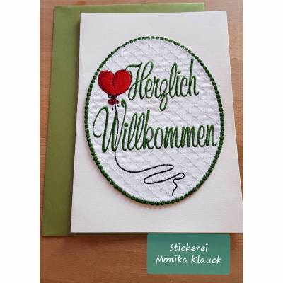 Einladungskarte "Herzlich Willkommen" mit Herzluftballon