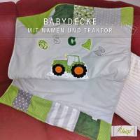 Babydecke Traktor und Namen, Namensdecke, Decke, Kinderdecke Bild 2