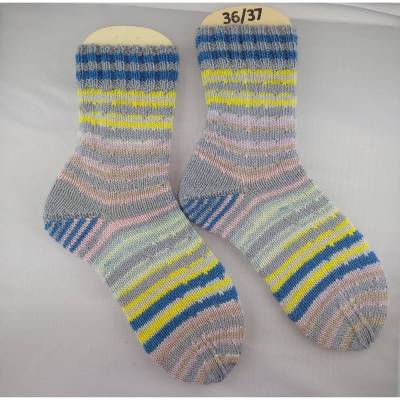 Socken handgestrickt in Größe 36/37 Streifen Socke Pastell 36 37