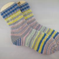 Socken handgestrickt in Größe 36/37 Streifen Socke Pastell 36 37 Bild 3
