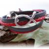 Wickelarmband mit Ankerverschluß - Baumwollkordel Fisch - Geschenk Anker - maritim,modern,trendy,verspielt - rot,grau Bild 3