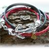 Wickelarmband mit Ankerverschluß - Baumwollkordel Fisch - Geschenk Anker - maritim,modern,trendy,verspielt - rot,grau Bild 4
