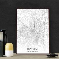 Stadtplan BAYREUTH - Just a Map I Digitaldruck Stadtkarte citymap City Poster Kunstdruck Stadt Karte Bild 1