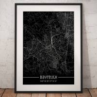 Stadtplan BAYREUTH - Just a black Map I Digitaldruck Stadtkarte citymap City Poster Kunstdruck Stadt Karte Bild 1