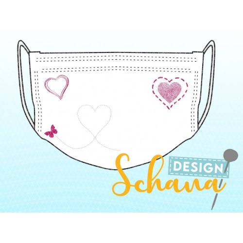 Herzen Set (8 Herzen) Plotterdatei, Bügelbild, Grafik, png svg dxf - Aktion gratis Schnittmuster für Alltagsmaske