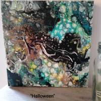 "Halloween" Acryl pouring art 3d 30x30x4cm Bild 1