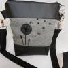 Kleine Handtasche Pusteblume grau Umhängetasche Dandelion grau schwarz Tasche mit Anhänger Kunstleder Bild 6