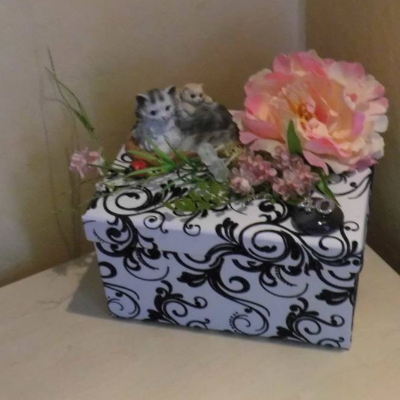 Geldgeschenk 40. Geburtstag Katzen und Blumen Geschenkbox