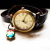 Armbanduhr, Wickeluhr, Lederuhr, echt Leder,  Vintage-Stil,  Uhr, Damenuhr, Eule Bild 3