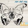 Totenschädel Skull Schmetterling  EPS SVG DXF png  Wandsticker - Plotter - Tattoo - Bügelbild Plotterdatei Totenkopf verspielt tshirt motiv Bild 2