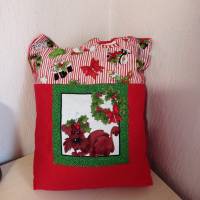 Tasche / Beutel Einkaufsbeutel, Stofftasche mit Loralie-Motiv - Hund -  der Umwelt zuliebe Weihnachten  41 x 32 cm Bild 2